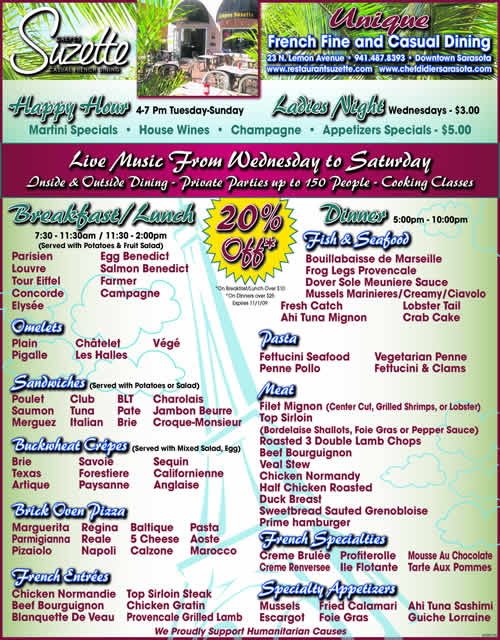 Crepe Suzette Menu Ad